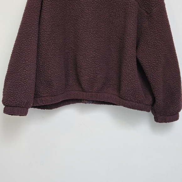 Old Navy Sz L Oversized Slouchy Cozy Dark Brown Sherpa Fleece  Zipper Jacket - Picture 10 of 16